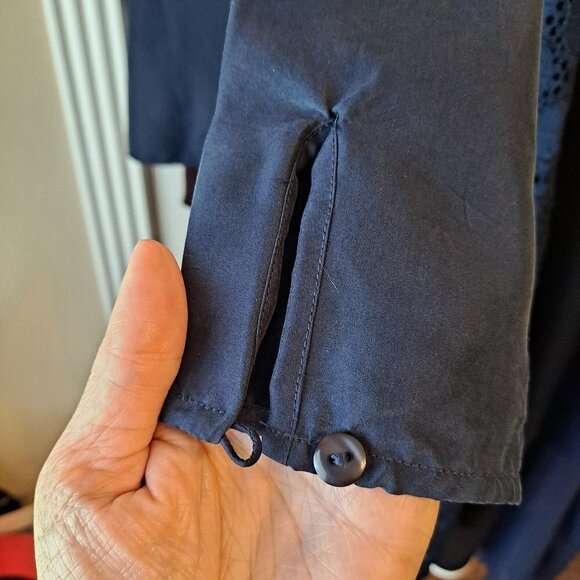 Bogari Collection Size Medium Navy Blue Silk Tunic Buttons Long Sleeve Lagenlook - Picture 4 of 8